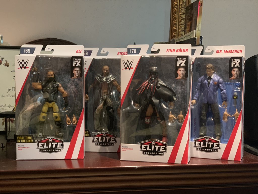Longisland1892's tweet photo. @AliWWE @KingRicochet @FinnBalor @VinceMcMahon talk about an amazing package from @RingsideC! Thank you @FullyPoseable for saving me 10% with code #fullyposeable #Figlife! @feedme_tacobell @not_opera @Addict_Wrestle https://t.co/fJX7PqhO5b