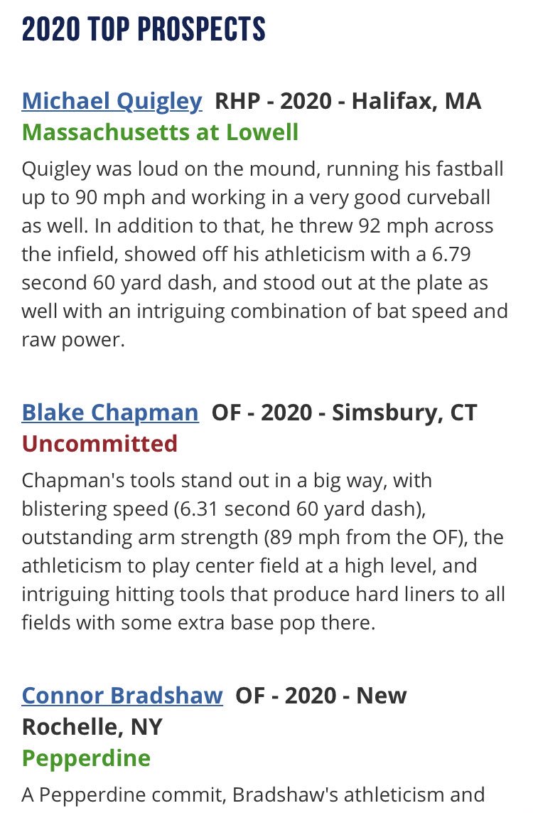 PerfectGameUSA's tweet photo. Was a lot of very talented players at the Northeast Prospect Showcase including many who are #uncommitted! @PGShowcases 

Full list https://t.co/8LUTAC0YI2 https://t.co/QDPNKqdpFg