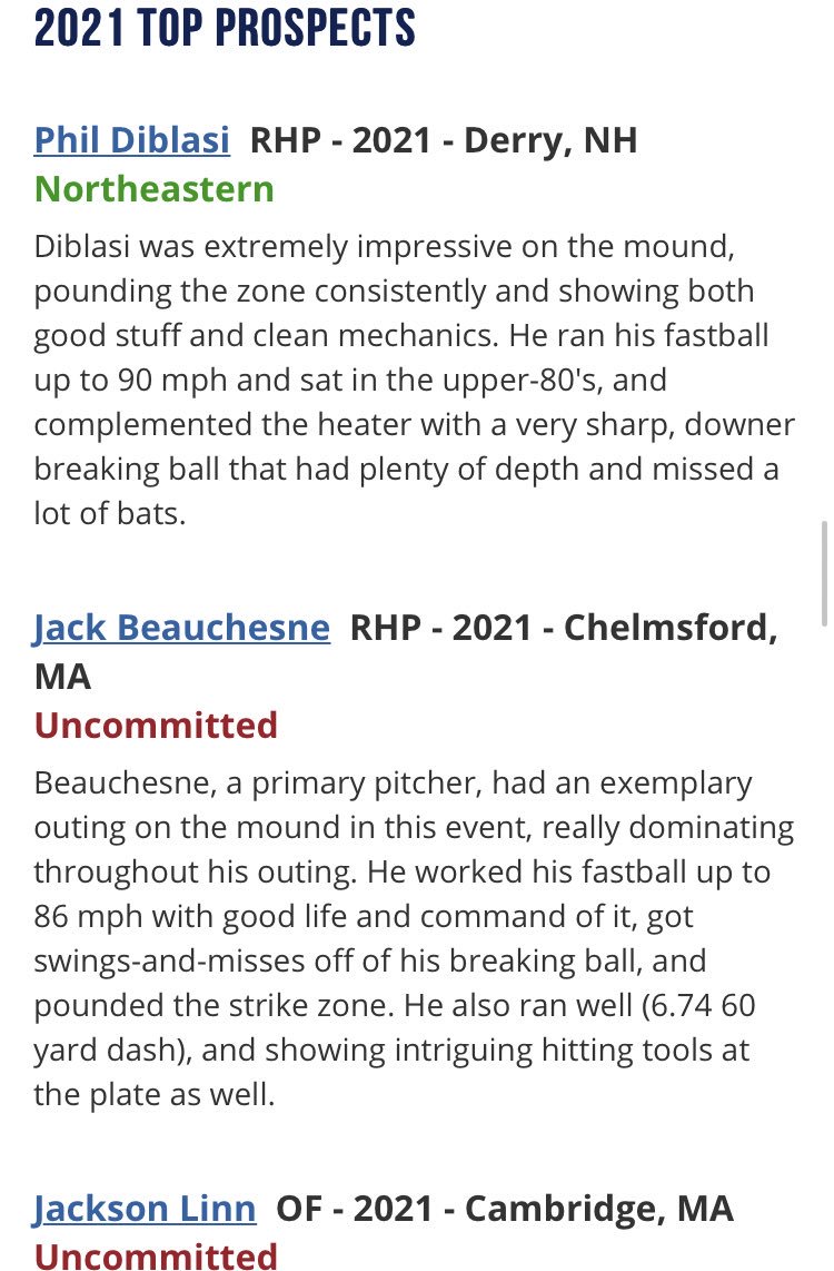 PerfectGameUSA's tweet photo. Was a lot of very talented players at the Northeast Prospect Showcase including many who are #uncommitted! @PGShowcases 

Full list https://t.co/8LUTAC0YI2 https://t.co/QDPNKqdpFg