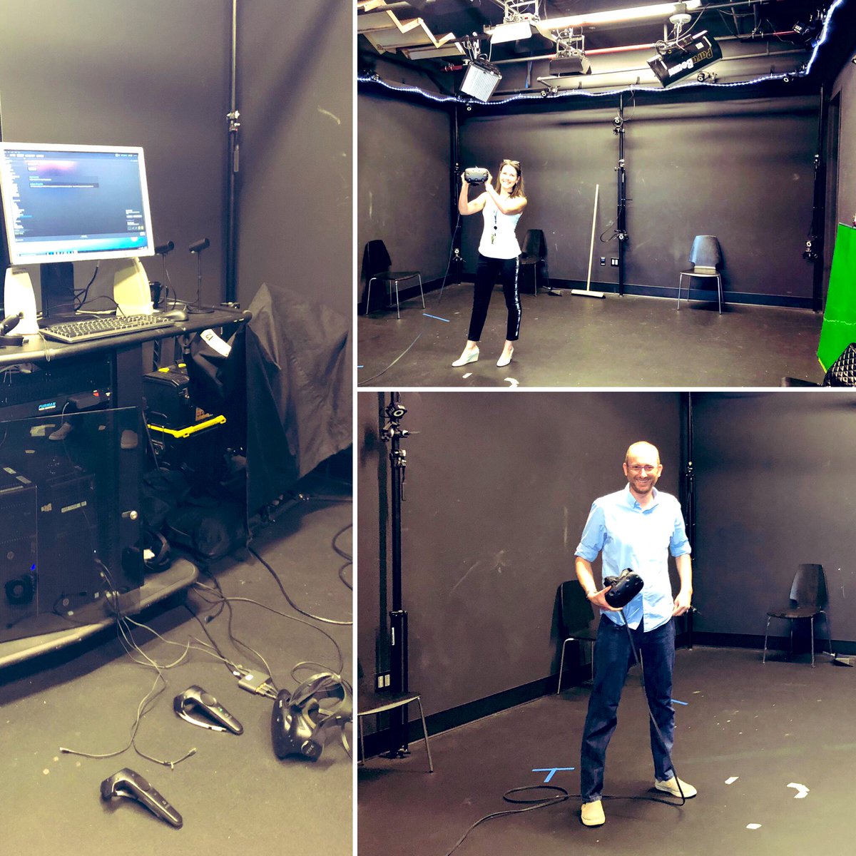 scicomm_jc's tweet photo. @mariyav_phd visited a #VR studio at @loyolamarymount 🎮 (Dr. Morgan gave a great tour!). It’s used by computer science &amp; film/animation students BUT imagine educational applications! Stay tuned for our #gamification podcast episode later this month! 🤓 #scicommjc #seriousgames https://t.co/CqLoA1zU2L