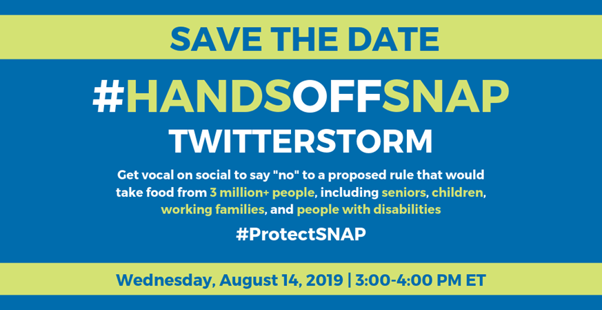 CenterOnBudget's tweet photo. TOMORROW, 8/14: Join us, @amprog, @fractweets, @hunger, &amp; more across the country for a #ProtectSNAP #HandsOffSNAP tweet storm from 3 - 4p ET. Critical assistance for 3.1 million people is at stake. Join us! ✊✊✊ https://t.co/KSB11KWbRs