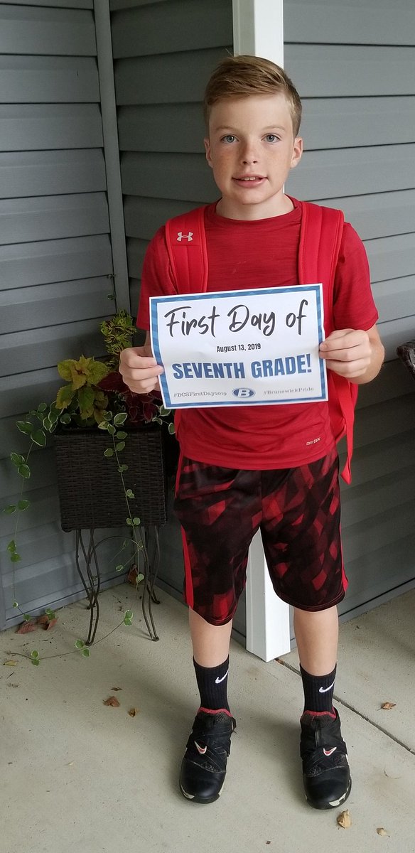 PCSDbiomedical's tweet photo. 2/3 Boone boys back at school 3rd and 7th grade! #3 starts Thursday! #bcsfirstday2019 #brunswickpride https://t.co/c1aq4Dd2Vy