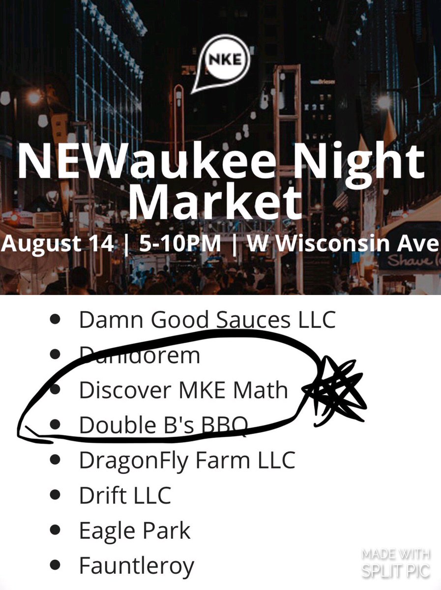 MathMke's tweet photo. @NEWaukee #NightMarket #publicmath #popupmath #mathanywhere #mathinmke #estimation #findshapes #playwithnumbers #safespace have fun...enjoy the city...value friends! https://t.co/bdfEIx029K