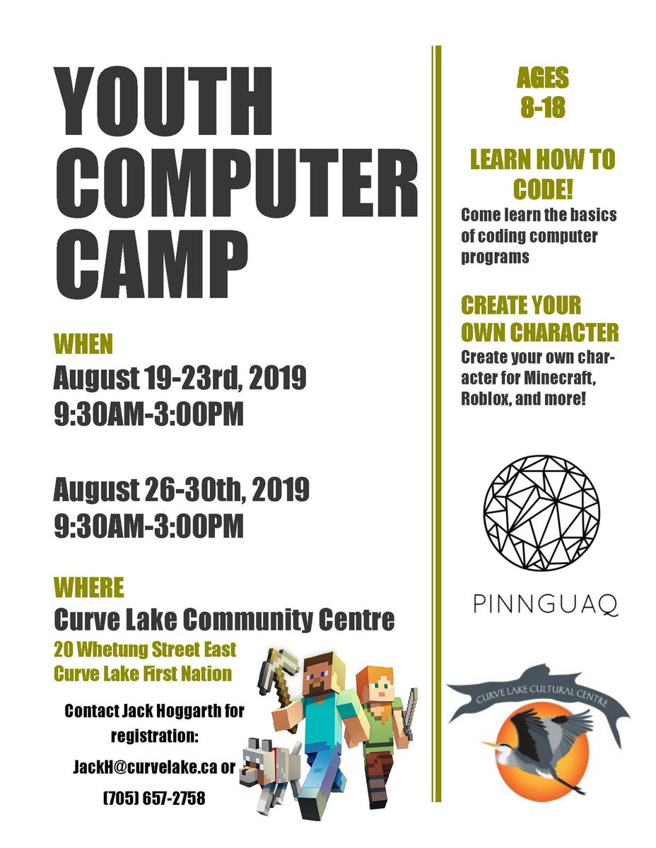 amperecanada's tweet image. Explore the world of technology with the Youth Computer Camps at the Curve Lake Community Centre for ages 8 to 18! Email Jack from the Curve Lake Cultural Centre to register! 
#CurveLakeFirstNations #CurveLake #ComputerCamp