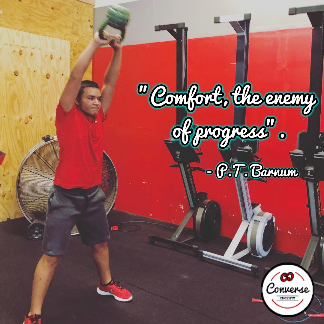 ConverseCF's tweet photo. Comfort, the enemy of progress. - P.T. Barnum

#conversecrossfit #crossfitteens #ptbarnum #crossfit #progress https://t.co/WLN1X54SWX