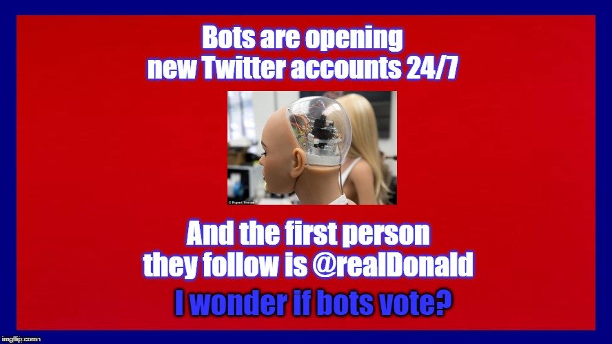 prayerfeathers's tweet photo. @DavidCornDC @realDonaldTrump I wonder how many of his Followers are Bots as are Trump's and his family members.
#TrumpsBots #DonaldTrump https://t.co/gWHpVHl1i5
