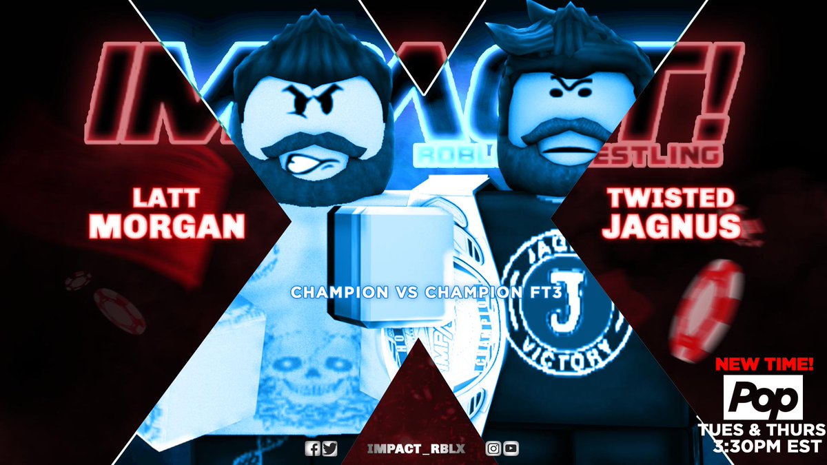iMPACT_RBLX's tweet photo. BREAKING NEWS:

A last minute decision by the chairman but TONIGHT:

The Grand Champion @GabePKiger  takes on the HONOR Champion @jordywrasslinn in a first to 3 match up!

Who is the most dominate champion in iRW right now!?

FIND OUT TODAY AT 3:30PM EST! https://t.co/2c4kJDfYnm