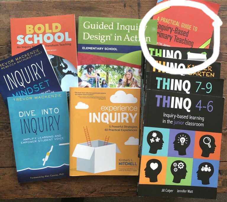 EnquiryTeam's tweet photo. Thinking of renewing your curriculum? Or just taking it in a new direction? So many amazing enquiry books out there- top right is my favourite and it works!  #TeamEnquiry #warmthometer #facilititator https://t.co/BfTYC4PjNZ