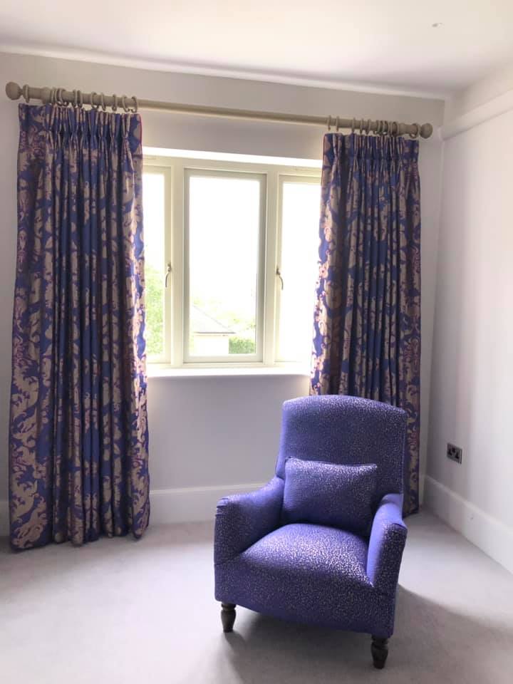 huntersinterior's tweet photo. This stunning purple scheme looks great in our clients bedroom. What do you think?

The Peppy chair and curtains are both from the Matthew Williamson collection of fabrics 💜

https://t.co/SboBwnDnUX #interiordesign #purpleinteriors https://t.co/cFswWrxvia