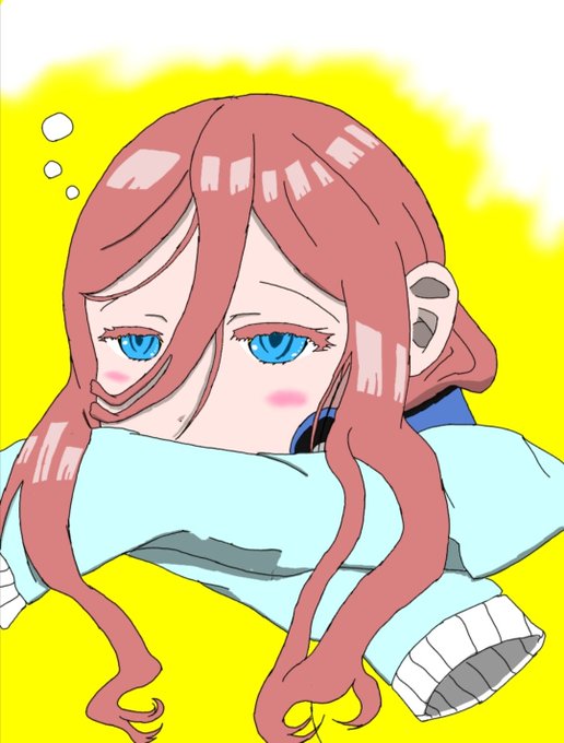 イヴリール🥃🎩猫生活さんがTwitterに投稿した中野三玖(五等分の花嫁)のイラスト。