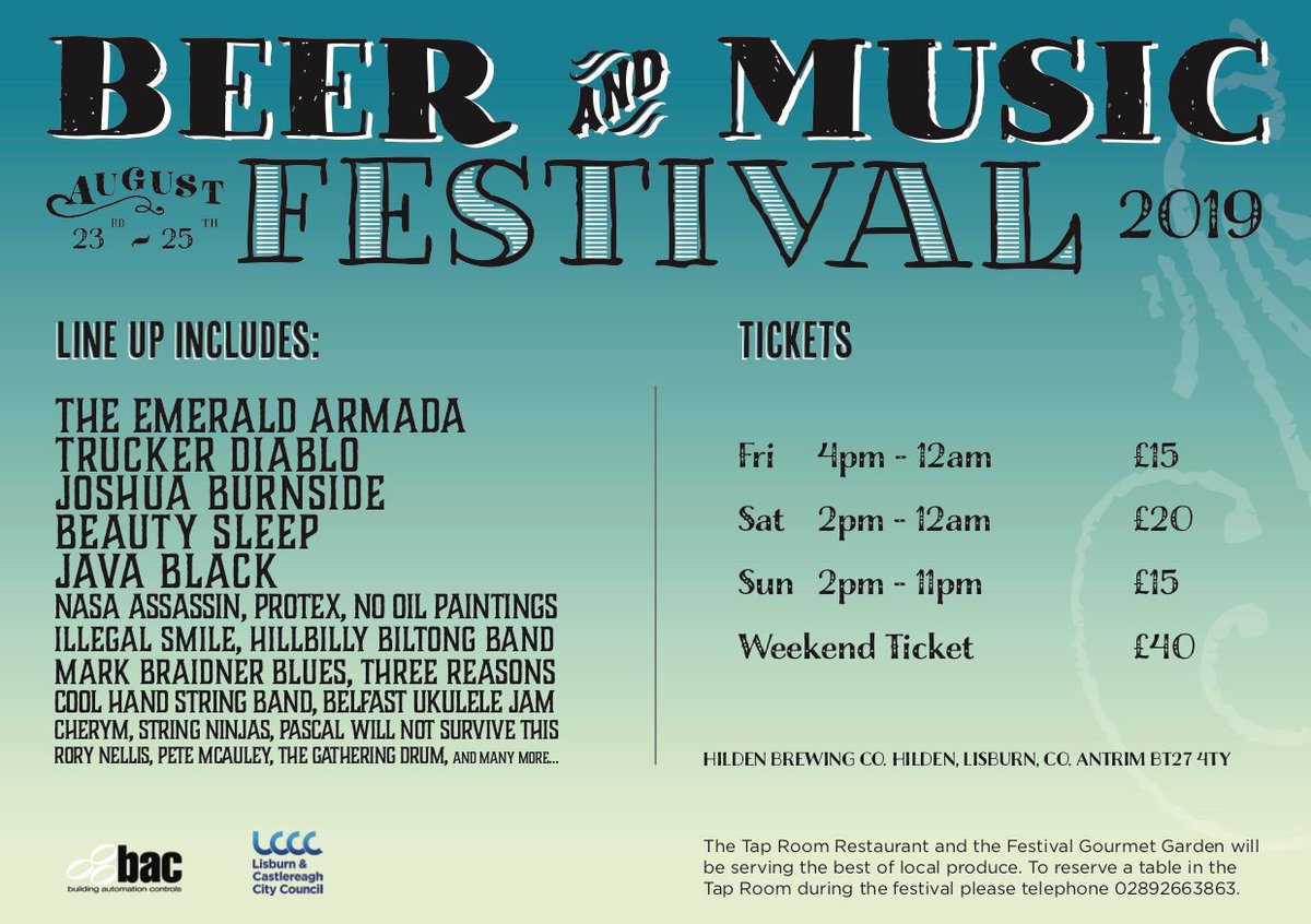 ReasonsThree's tweet photo. Hey guys, we are excited to be playing @hildenbrewery Beer and Music Festival this year! We will be playing main stage on Saturday 24th August. Be sure to get a ticket at https://t.co/xmkppVI7ko 🤘#hildenbeerandmusicfestival #threereasons #beer #music https://t.co/elevh6MiTE
