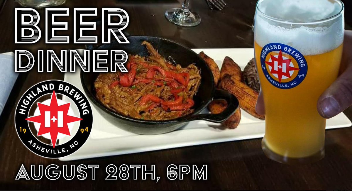 Asheville meets Havana in our upcoming beer dinner with Highland Brewing Co., 8/28, 6-9pm. 4-courses of delicious Cuban specialties each paired with a unique beer from Asheville’s original brewery. Tickets are $45 and going fast! Call 828.417.6866 or email bkiser@fircgroup.com.