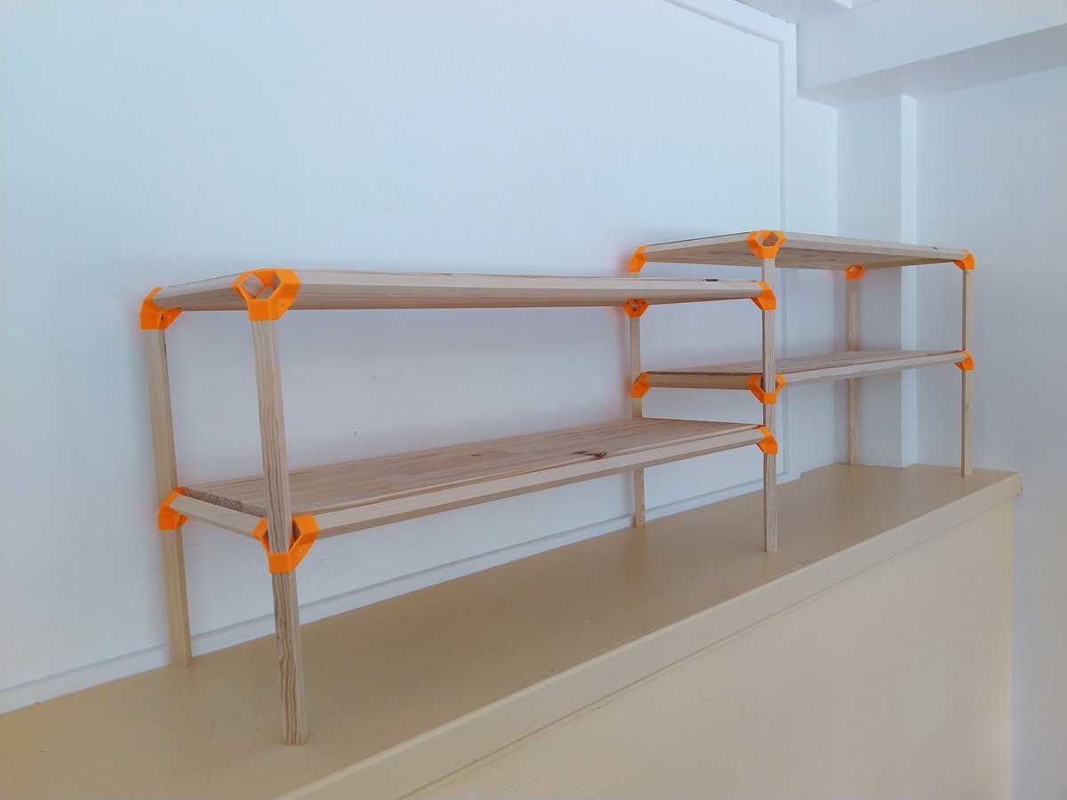 DelphineThib's tweet photo. J'ai des nouvelles étagères : bois et impression #3D ! Les jonctions viennent de @Cults3D 👍 Travail d'équipe avec @DavTHIBAULT bien sûr ! https://t.co/t7J2iaAJ4n