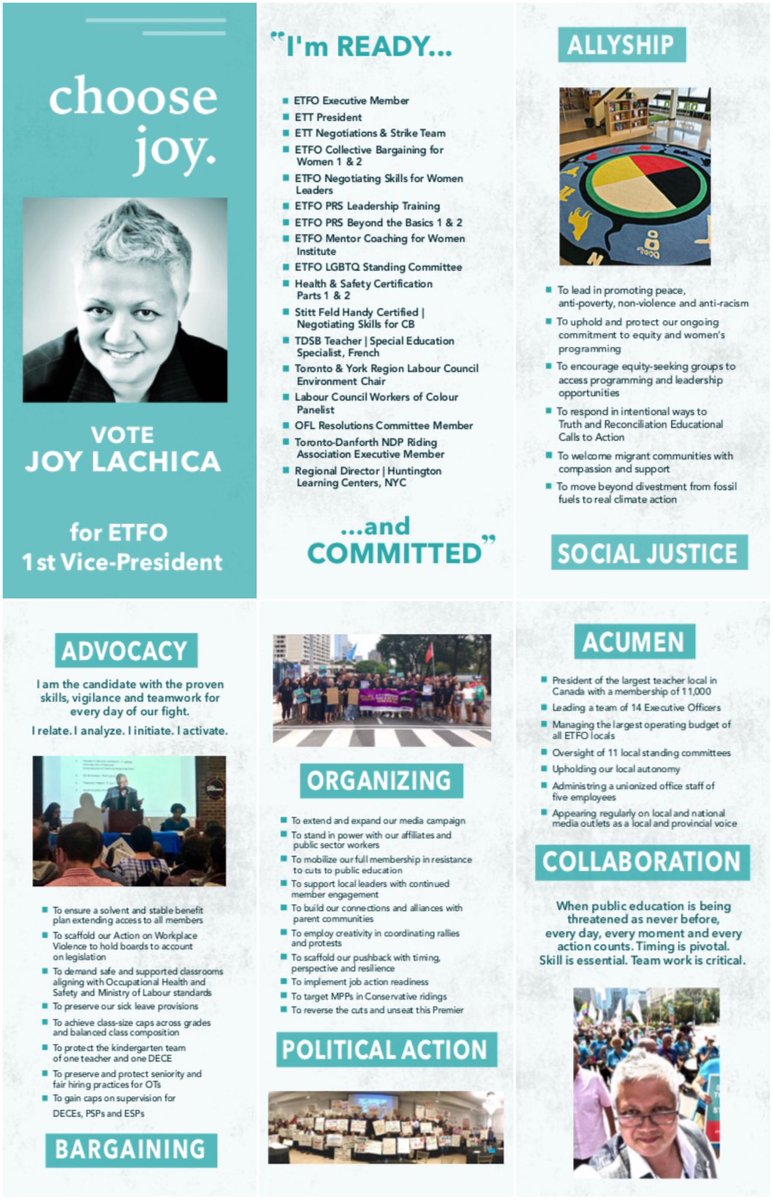 Ss, Bs, Comrades:

It’s with the greatest humility &amp; excitement that I share my complete vision for *our* #ETFO with all of you. I know there are many demands on your time over the next 24 hrs, but I hope you’ll find a few minutes to read.

#ChooseJoy #ETFOAM19 #ETFOStrong #onlab