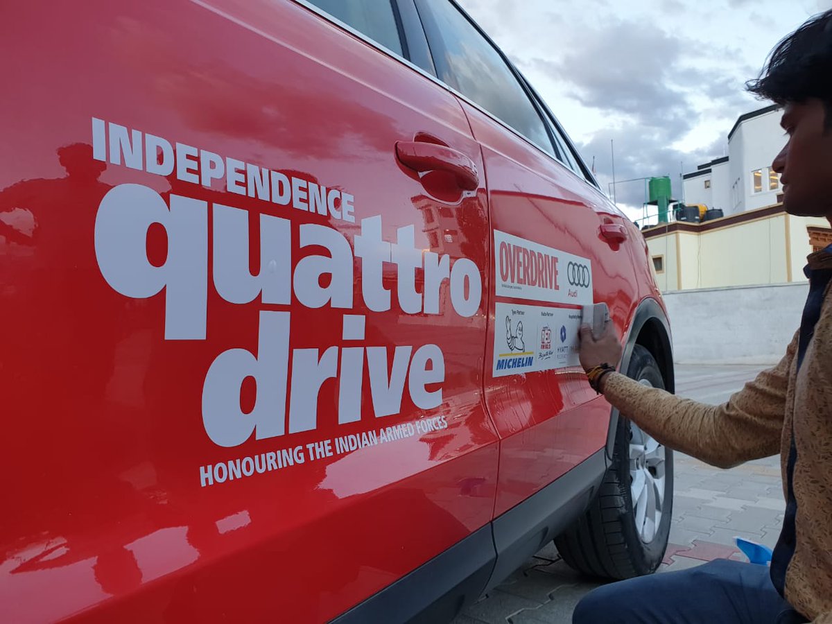 odmag's tweet photo. Cleaning done, the #AudiIndia #SUVs are now stickered. Only thing left is to set off for Independence quattro Drive 2019
#TogetherWithAudi #AdventureWithAudi #MichelinIndia #MichelinCarTyres #IQD2019 #odmag @AudiIN @MichelinIndia @TGDL @HyattRegencyCHD https://t.co/bornSJjYcR
