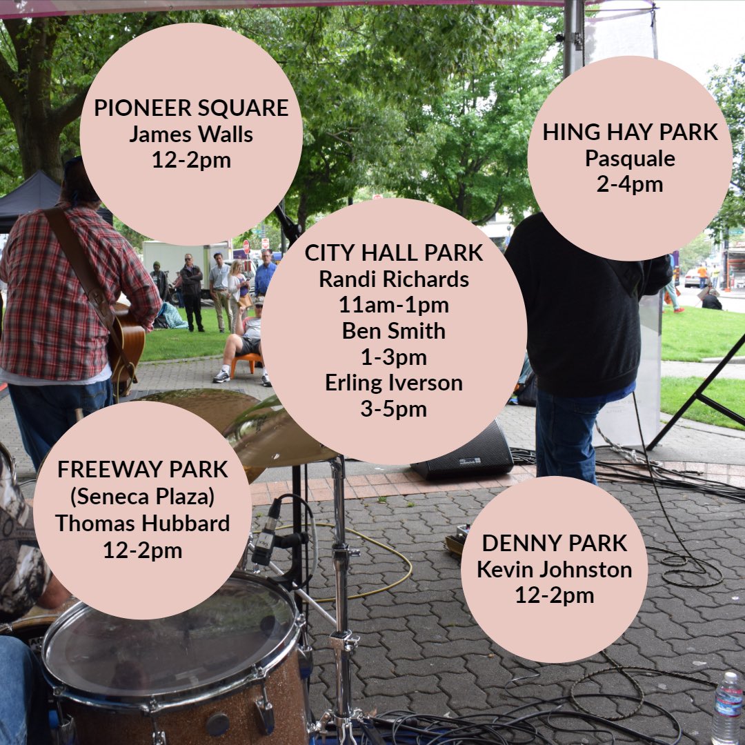 SeattleBuskers's tweet photo. Enjoy today’s beautiful weather by stopping by and listening to your local #seattlebuskers 🎶 https://t.co/31X4Rzwcwt