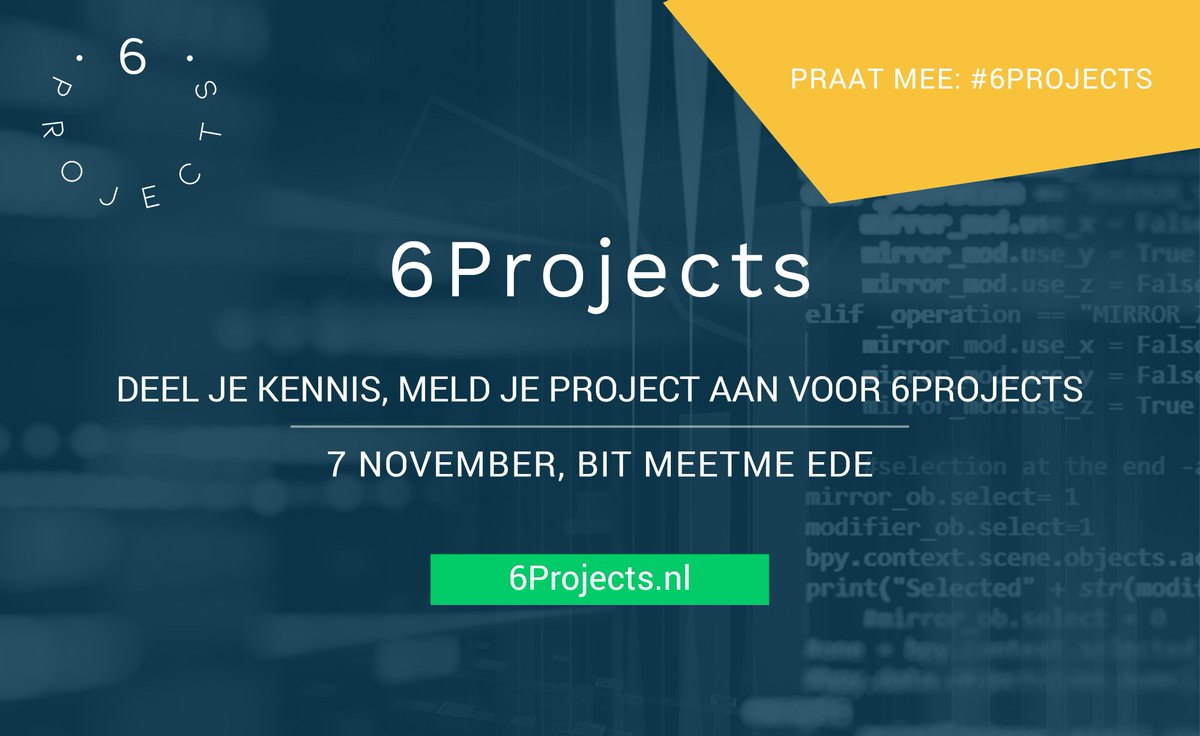 6projects_nl's tweet photo. Waarom een project aandragen voor 6Projects? Volgens Simon Besteman, directeur van @ispconnect, word je zelf echt beter door het delen van jouw kennis met anderen, is het vreselijk leuk en zet je het werk van je team in het zonnetje. Wacht niet langer: https://t.co/ce3xuAs13X https://t.co/aSZApc7DBp