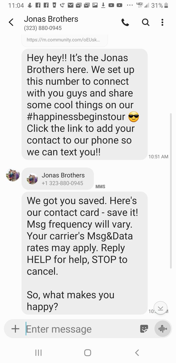 AdamBeigel's tweet photo. When you are legitimately texting the Jonas Brothers!! @jonasbrothers #JonasBrothers https://t.co/9VaA65F8ia