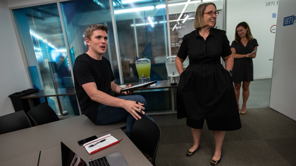 1871tech's tweet photo. We were so thrilled to host @collision of @stripe at @1871Chicago last week! Thank you for sharing your insight into why #Chicago is the best kept secret in tech! https://t.co/WOFHtBflwg
