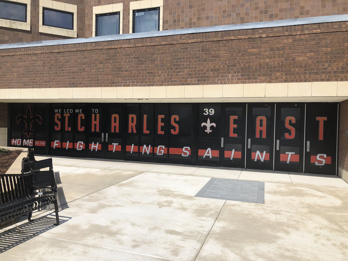 STCEathletics's tweet image. New Gym Entrance Window Graphics courtesy of @STCEBoosters  ready for the first day of school tomorrow. #SaintsPride