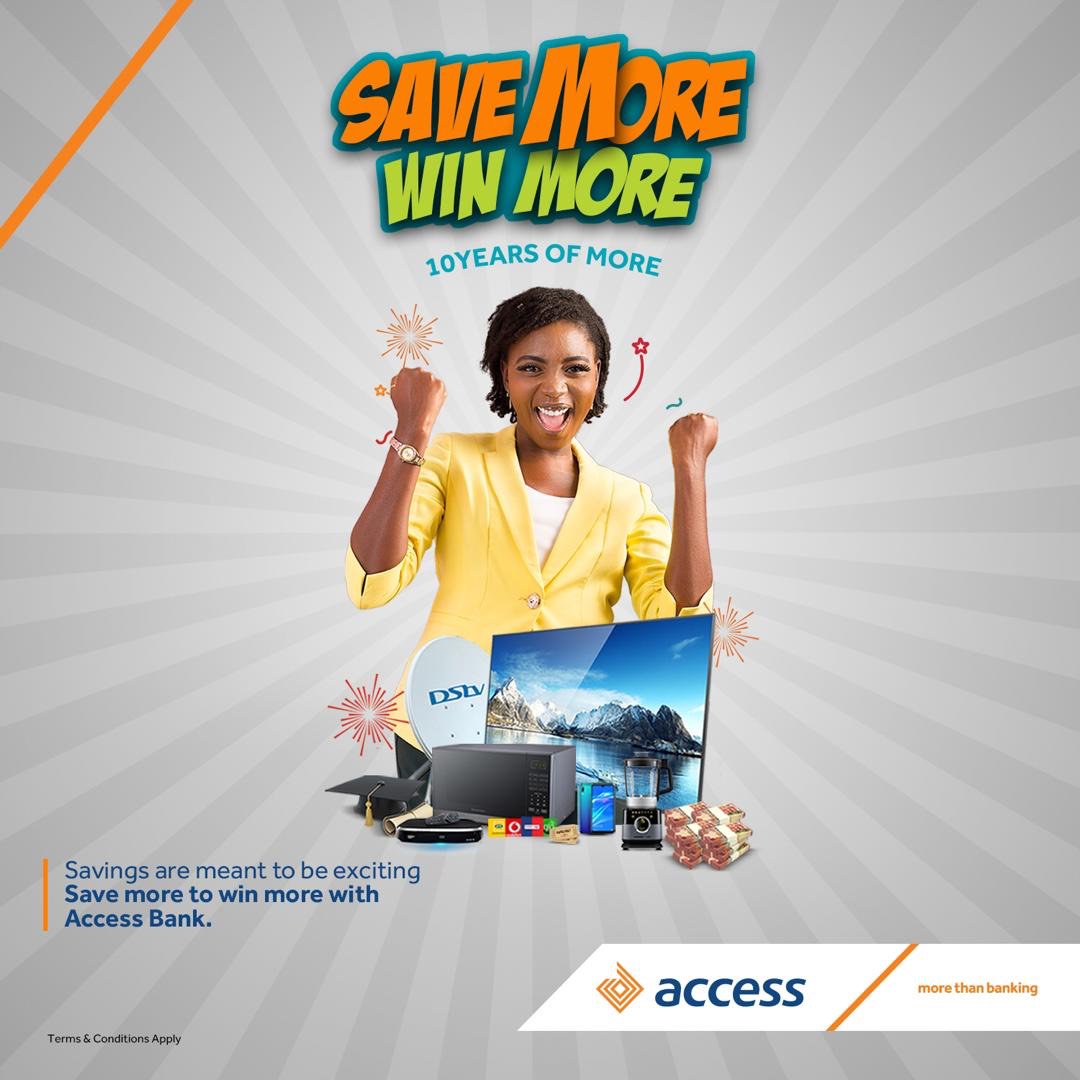 AccessBankGhana's tweet photo. Win millions in prizes from just saving with Access Bank. Walk into any Access Bank branch now and ask about opening a savings account. #savemorewinmore

T &amp; C's apply. https://t.co/VvYuFxP8xv