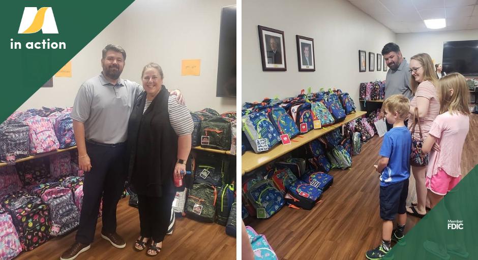 Thanks to MidSouth Bank Commercial Lender and Rockwall County Helping Hands board member Jeremy Neill for handing out back packs and school supplies to over 850 students! #BackToSchool