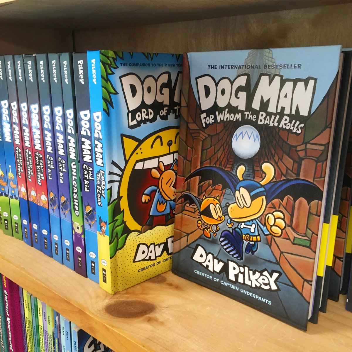 The newest Dog Man graphic novel, “For Whom the Ball Rolls”, hits the shelves today! Kids are crazy for this series, and we love seeing kids get excited to read 😄🐾📚 #usedbooksuperstore #dogmanbooks