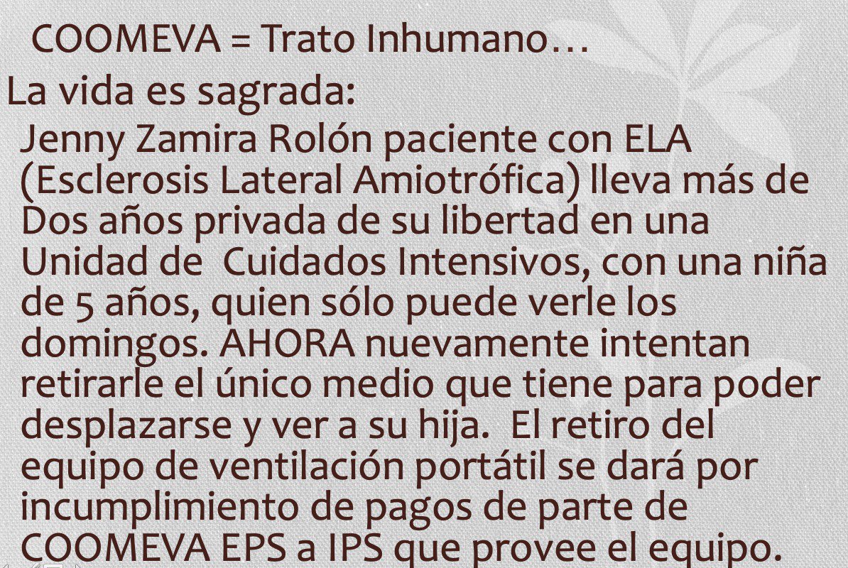 Cathadiazc's tweet photo. #estamoscontigoJennyRolon Soy testigo de esta historia y es muy triste que primen solo algunos intereses @RCNCucuta @Grupo_Coomeva @CoomevaSaludEPS @Supersalud @DefensoriaCol @NoticiasRCN @MinSaludCol @IvanDuque @Supersalud #ViceSalud @NoticiasUno @fcarrilloflorez @PNG_COL https://t.co/IyzhUiLhUR