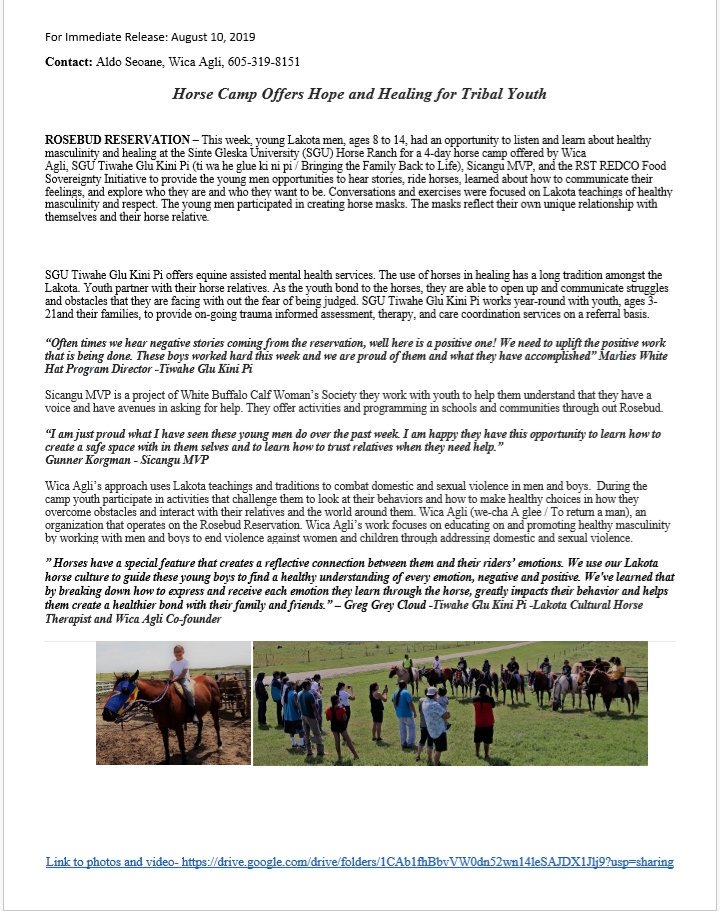 WicaAgli's tweet photo. Last week we had a great time at our collaberative healthy masculinty &amp; healing horse camp for youth. https://t.co/jsCe0LG4L2