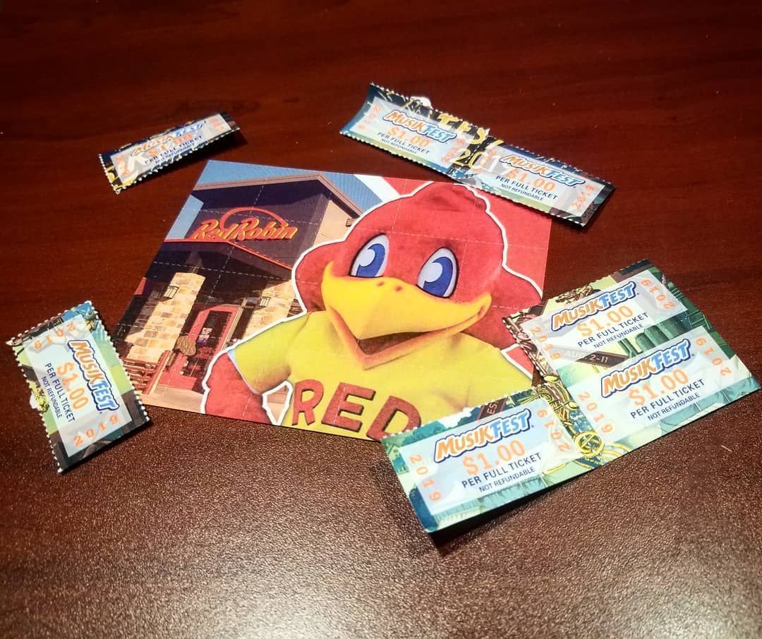 Musikfest's tweet photo. Do you have Musikfest food &amp; beverage tickets left over? NO WORRIES! Swing by a Lehigh Valley @redrobinburgers and redeem up to 5 Musikfest tickets for $5 worth of Bird Bucks. Savings for everyone! https://t.co/AS5oDmwqod