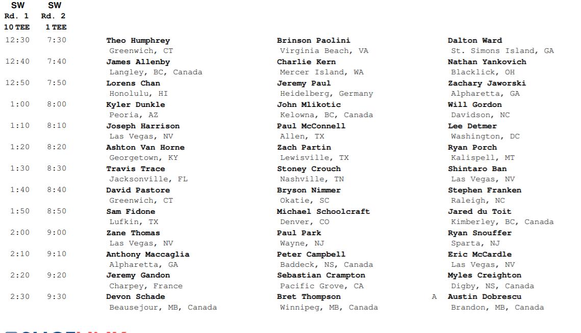 ManitobaOpen's tweet photo. Here is the official starting times for the first two rounds of the 100th Anniversary edition of the #PlayersCup @southwood1894.
*** @KyleConnor18, @Travis_Fredborg and @DaYama25 are off at 2:30 on Thursday, 1st tee.***
-Free Admission
-Free Parking

See you Thursday! https://t.co/DPGnvzCWwu