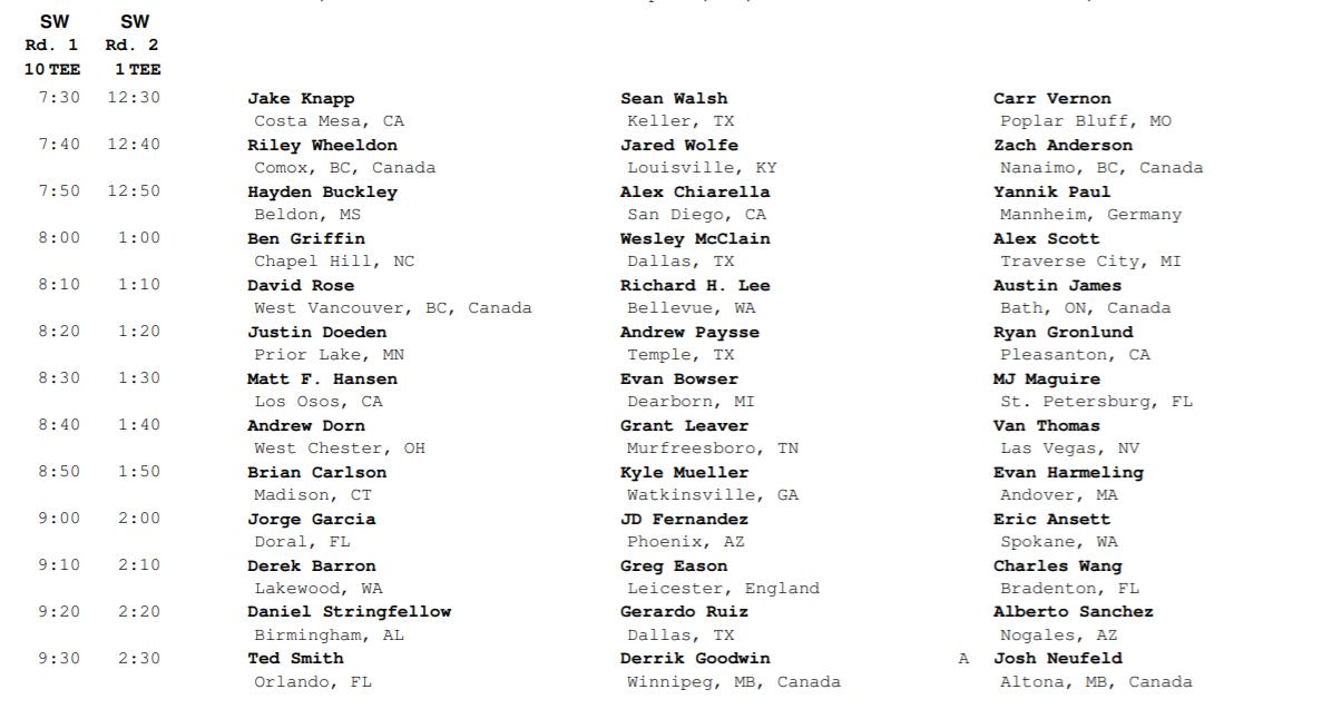 ManitobaOpen's tweet photo. Here is the official starting times for the first two rounds of the 100th Anniversary edition of the #PlayersCup @southwood1894.
*** @KyleConnor18, @Travis_Fredborg and @DaYama25 are off at 2:30 on Thursday, 1st tee.***
-Free Admission
-Free Parking

See you Thursday! https://t.co/DPGnvzCWwu