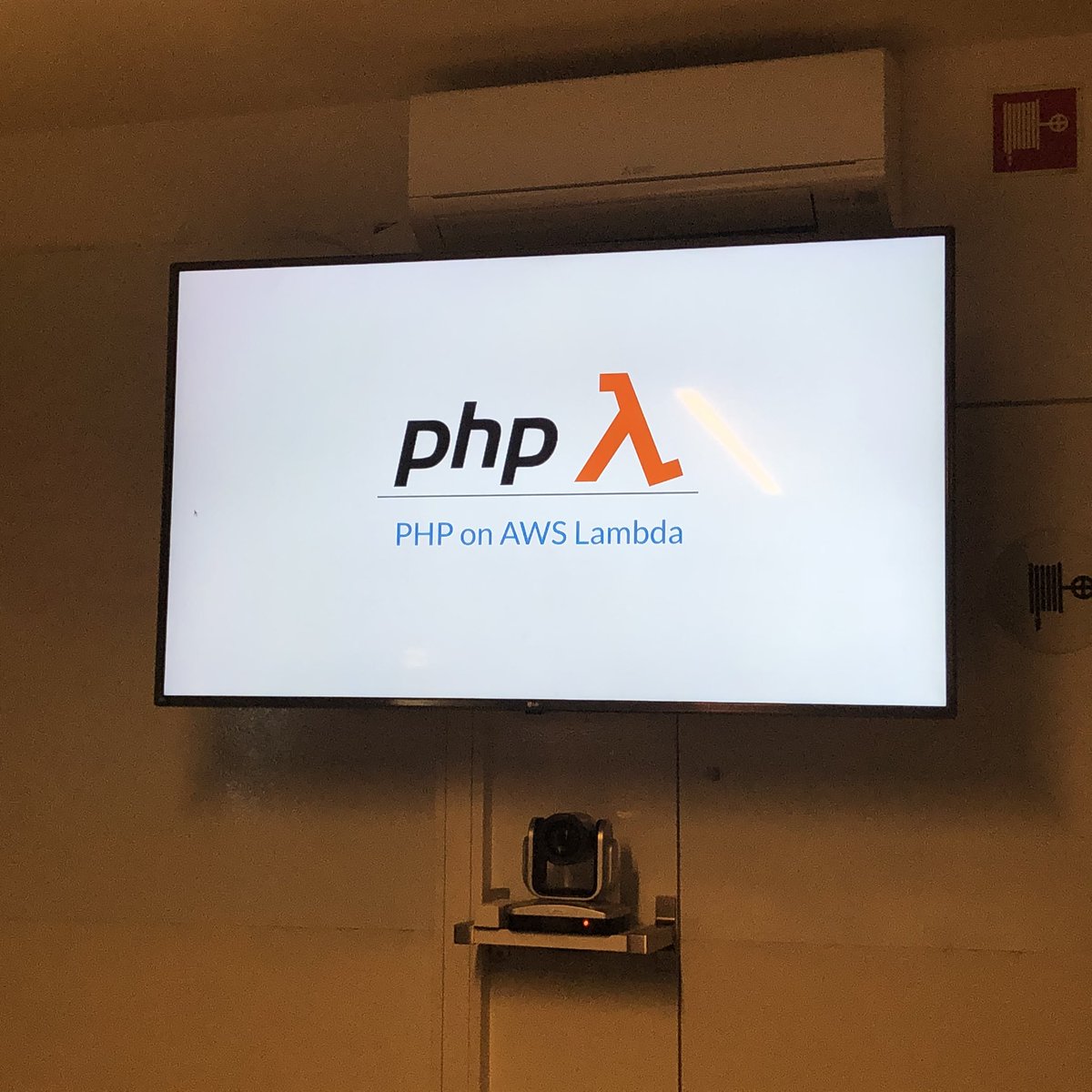 phplx's tweet photo. @tlfbrito and Luis Santos talking about #php on #AWS #Lambda at #phplx https://t.co/VldhQuTsFz