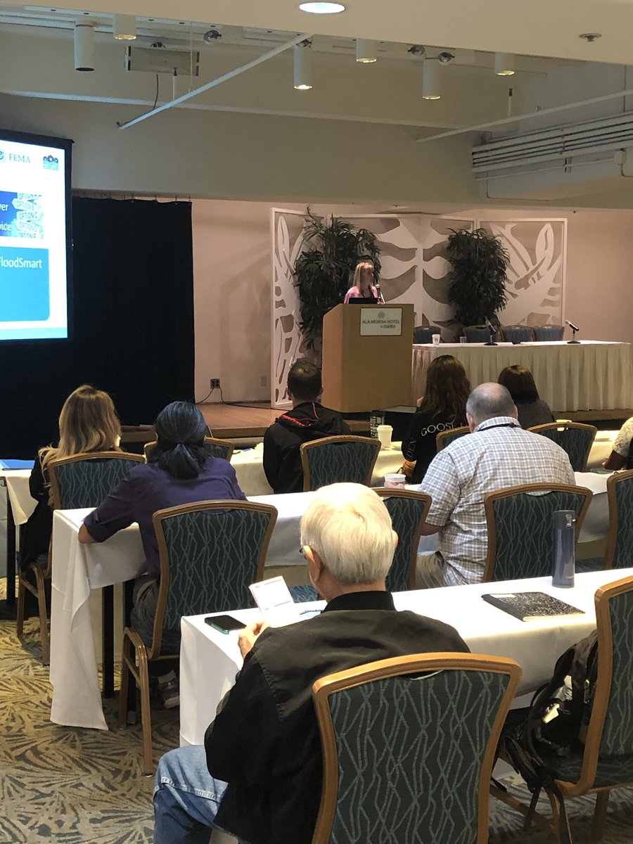 HawaiiFloodPlan's tweet photo. #NFIP Insurance Specialist Edie Lohmann from @FEMARegion9 kicking off Day 2 of the 15th Annual Hawaii Floodplain Mgmt Conference. #Hawaiifloodconf2019 #hawaiinfip #dlnr #hawaiinfip #femaregion9 #asfpm https://t.co/lwpQ1GJnkZ