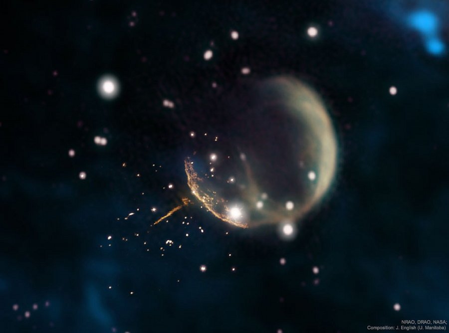 clima_gce's tweet photo. La supernova #Cannon emite el púlsar #J0002
El púlsar gira 8,7 veces por segundo
Viajando a más de 1.000 km/s
Crèdits:
F. Schinzel et al. (NRAO, NSF), Canadian Galactic Plane Survey (DRAO), NASA (IRAS). Composició: Jayanne English (U. Manitoba)
https://t.co/wyyAxxhLhm https://t.co/RdBkobO7V9