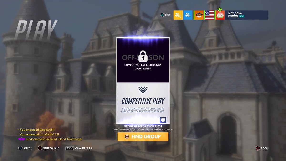 _LadySova's tweet photo. Some comp off season or comp off season? Thanks @PlayOverwatch #Overwatch #WhyAreYouLikeThis https://t.co/Uy9w0BxEhL
