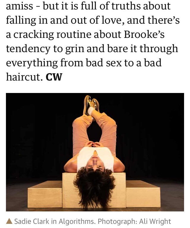 AlgorithmsPlay's tweet photo. Over the MOON that #ALGORITHMSplay is on this list of @guardian recommended #EdFringe shows 🥳 and it’s such a lovely write up! We’ve been selling out the last week so recommend pre-booking. Read our mention below & full list of recommendations here: https://t.co/BEVfJo54UX https://t.co/yejWFTkqgf