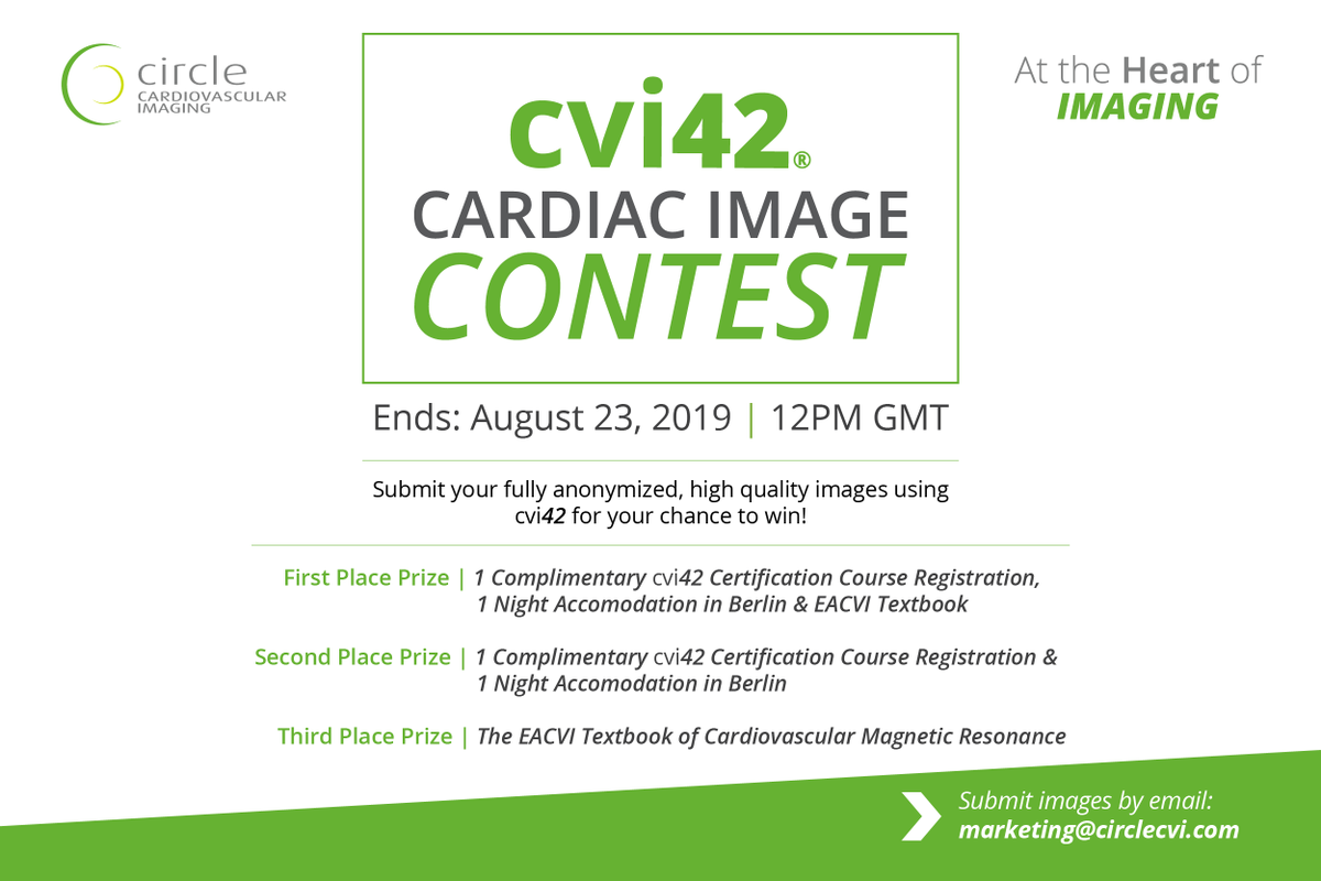 circlecvi's tweet photo. Submit your best, fully anonymized, high quality #CardiacMR, #CardiacCT & #InterventionalPlanning images using #cvi42 by Friday, August 23 at 12pm GMT.
More details in Comments. https://t.co/6yAna2bNEp