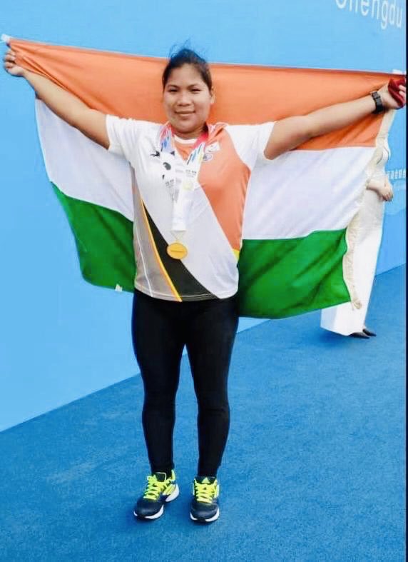 GOLD for her! India’s #TunlaiNarzary won the gold medal in women’s shot put in the World Police and Fire Games being held in Chengdu, China.🥇 Many congratulations!