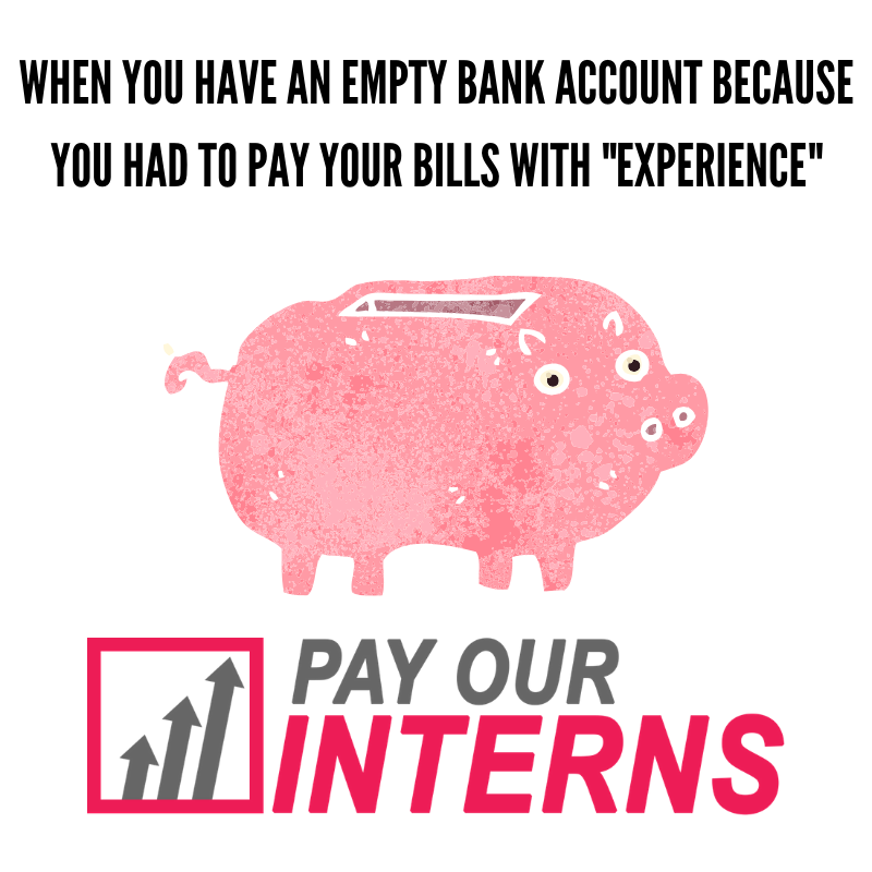 payourinterns's tweet photo. Managers... Don't make your interns break the bank. Pay them an actual salary, not just experience. #PayOurInterns https://t.co/MlM9amiNHe