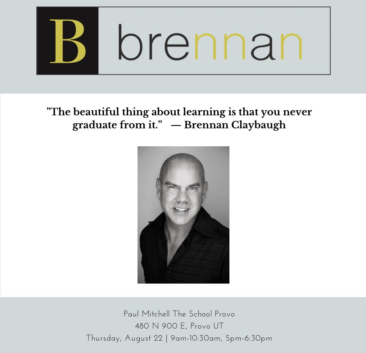 PMTSPROVO's tweet photo. #BrennanClaybaugh is coming! We are so excited to have him. We love having guest speakers come and talk with our future professionals and this one is going to be amazing! https://t.co/Mce2xZviwN
