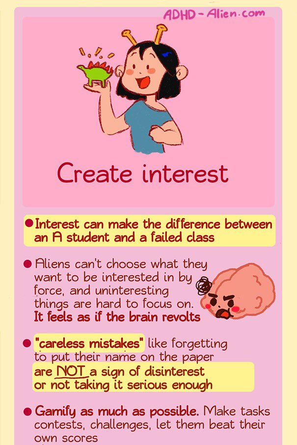 ADHD_Alien's tweet photo. How to help an ADHD student ✨
Heyo! I noticed a lot of people had trouble reading this because of the amount of text / size so I cut it down for y’all! Rest in comments 
#adhd #tdah #adhs #mentalhealth https://t.co/3YlwaMUT3l