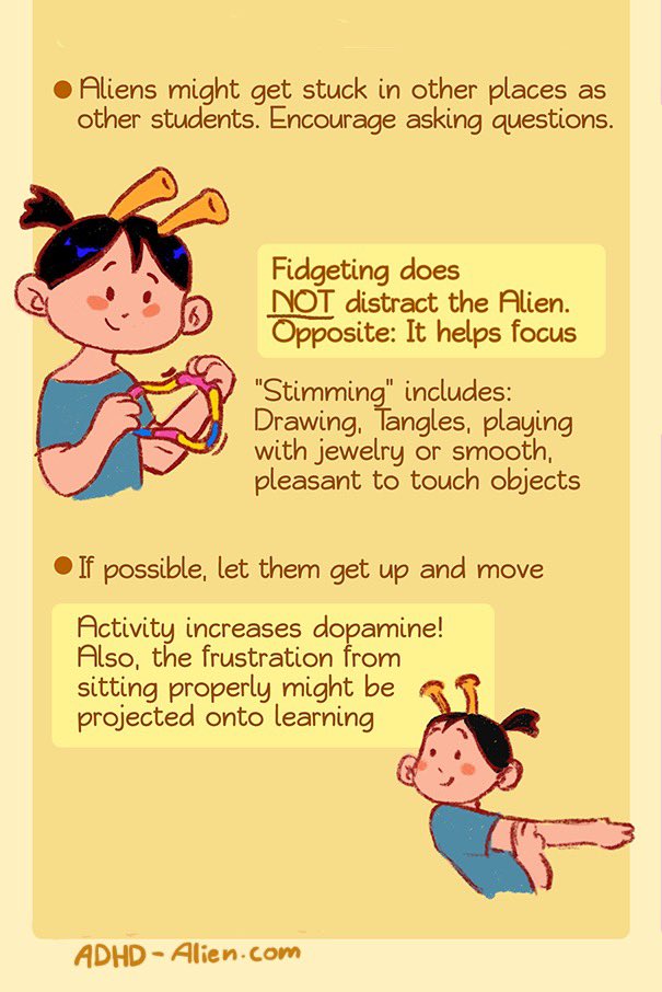 ADHD_Alien's tweet photo. How to help an ADHD student ✨
Heyo! I noticed a lot of people had trouble reading this because of the amount of text / size so I cut it down for y’all! Rest in comments 
#adhd #tdah #adhs #mentalhealth https://t.co/3YlwaMUT3l