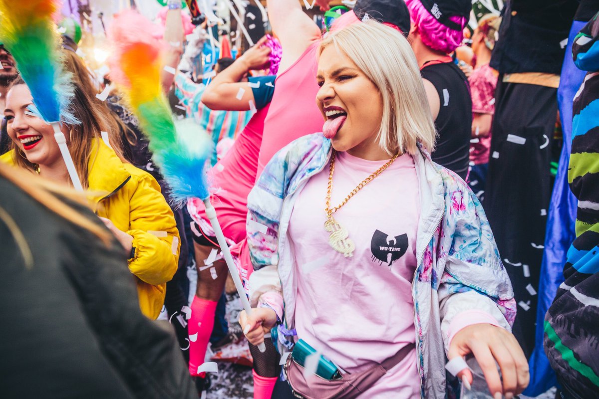 Snowbombing's tweet image. Europe’s largest outdoor fancy dress carnival takes place in the midst of the Mayrhofen madness! Our Tuesday night troops love all things creative, colourful and downright crazy - take part in the fun at SB20 🤪🌈