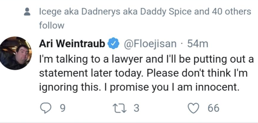 DRB3000's tweet photo. @Floejisan : Innocent ??? We think NOT !!! We all know you are guilty as fuck lol you creepy Jabba Hutt motherfucker #Rapist #Creep #Fl0e #Floe #AriWeintraub #Floejisan #EVO2019 #EVOLUTION2019 #Goon #Mutant #JabbaTheHutt #YouDeserveThis #LOL https://t.co/nMaIeixJm5
