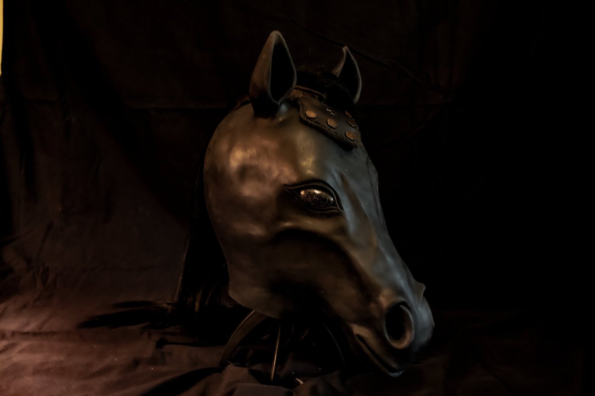 vulkenstein's tweet photo. VULKENSTEIN V1 PONYPLAY HOOD: OFFICIAL PRE-SALE!

After a lot of hard work and progress, the first run of V1 #ponyplay hoods are now on pre-sale, premiering for $800. Email vulkensteinstudios@gmail.com to put in an order. More details in the thread below.
#petplay #bdsm #kink https://t.co/iCnZwkwxQZ