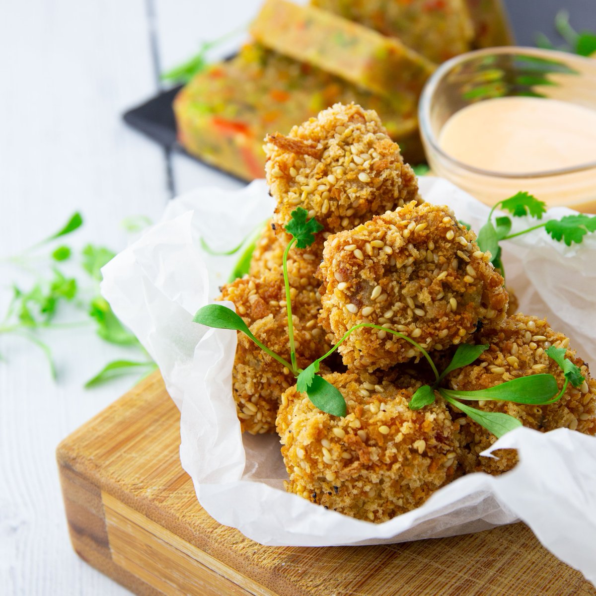 ProChefRange's tweet image. 🌿Deep fry your way to vegan success 🌿. Cut our vegetable terrine into neat cubes, coat them in flour, a chickpea flour batter then panko and sesame seeds for an amazing starter your customers will love! More info ➡️prochefrange.com