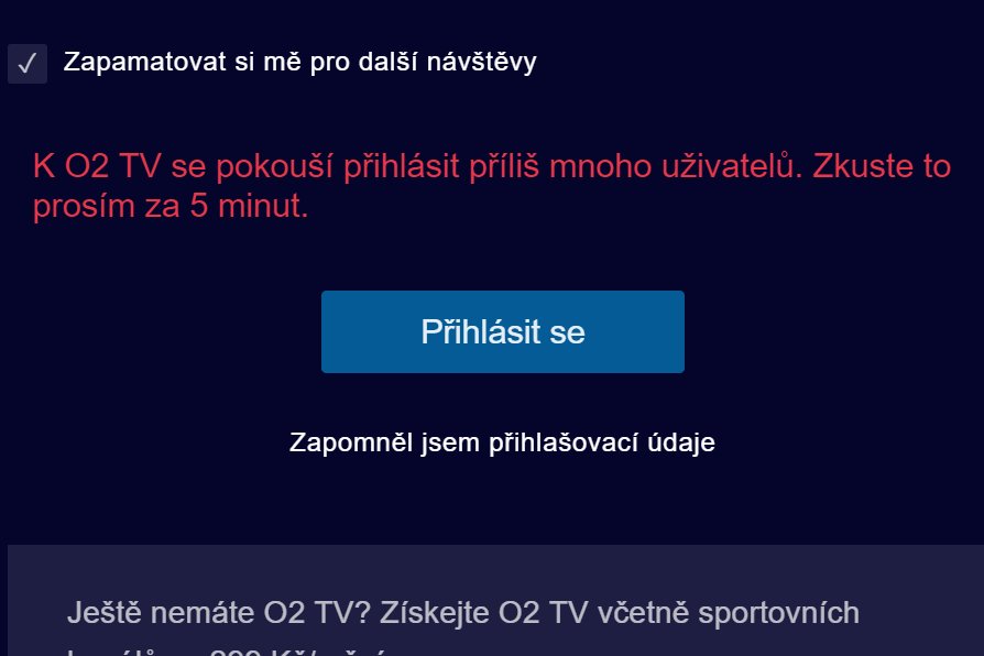 pete_sramek's tweet image. K @O2_CZ TV se pokouší přihlásit příliš mnoho uživatelů, tak si stoupněte do fronty a počkejte 5 minut.  Pořad si přece můžete vrátit. #o2guru