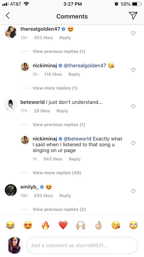SHorn8's tweet photo. @NICKIMINAJ is such a savage 😂😂😂👑👑👑👑👑 https://t.co/cqYC235APt