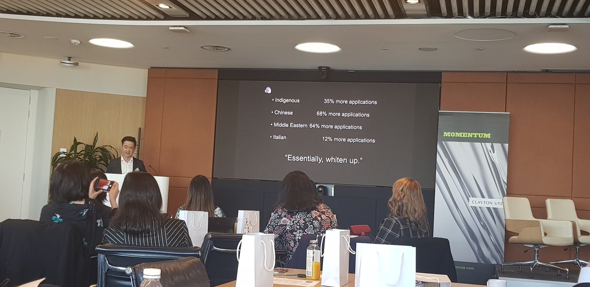 karananand87's tweet photo. Great to listen to @mrbenjaminlaw at the #Asianleadershipproject. The periodic work done by @ANUmedia on racial bias in Australian recruitment continues to be concerning. All things equal you need to apply for 68% more jobs to receive the same number of offers with an Asian name. https://t.co/kHBCU86Umc